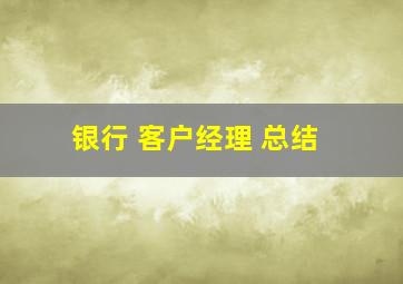 银行 客户经理 总结